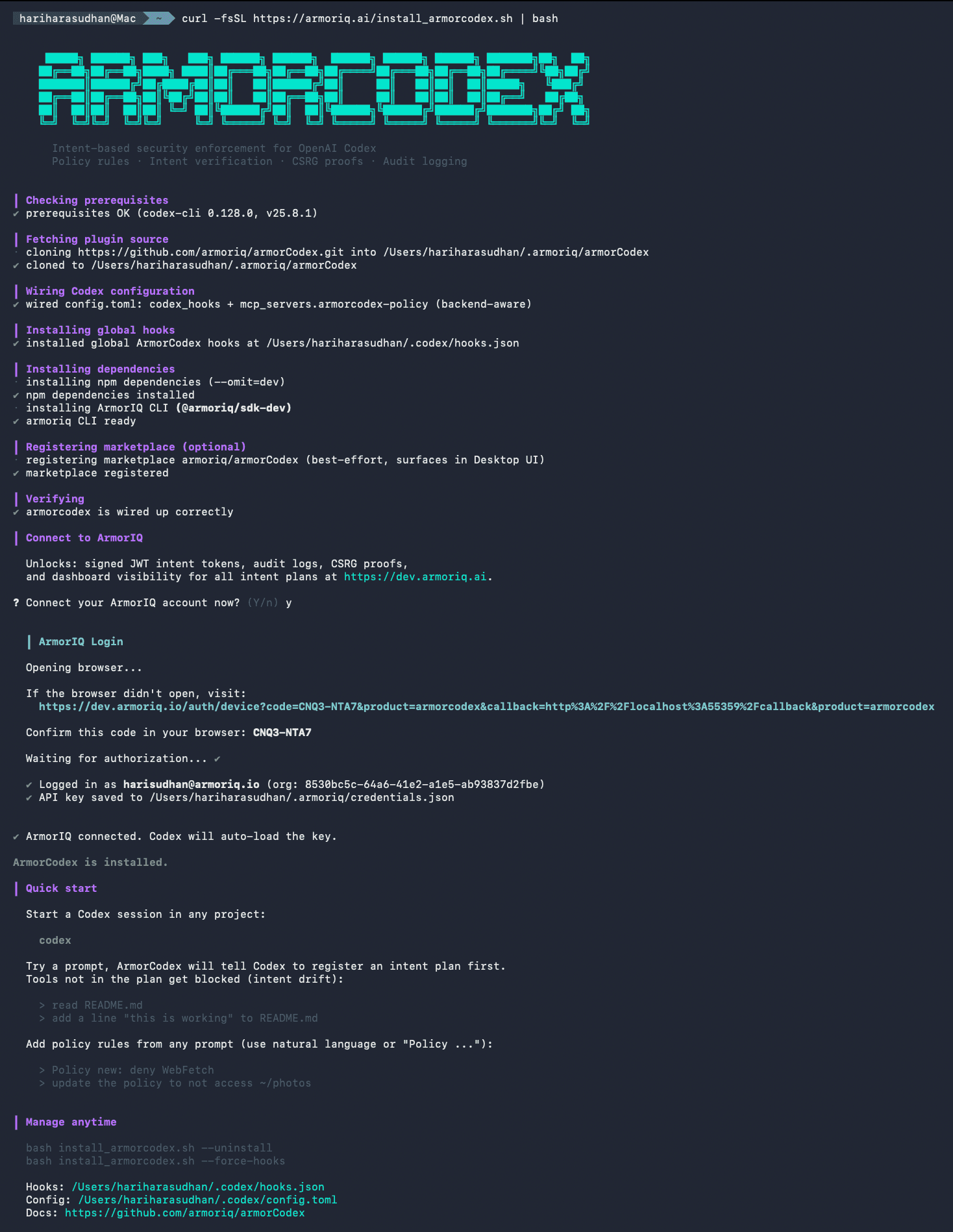 ArmorCodex Install